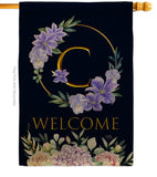 Welcome C Initial - Floral Spring Vertical Impressions Decorative Flags HG130237 Made In USA