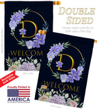 Welcome D Initial - Floral Spring Vertical Impressions Decorative Flags HG130238 Made In USA