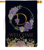 Welcome D Initial - Floral Spring Vertical Impressions Decorative Flags HG130238 Made In USA