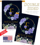 Welcome E Initial - Floral Spring Vertical Impressions Decorative Flags HG130239 Made In USA