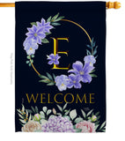 Welcome E Initial - Floral Spring Vertical Impressions Decorative Flags HG130239 Made In USA