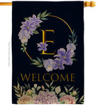 Welcome E Initial - Floral Spring Vertical Impressions Decorative Flags HG130239 Made In USA