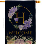 Welcome H Initial - Floral Spring Vertical Impressions Decorative Flags HG130242 Made In USA