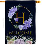 Welcome H Initial - Floral Spring Vertical Impressions Decorative Flags HG130242 Made In USA