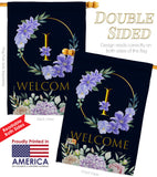 Welcome I Initial - Floral Spring Vertical Impressions Decorative Flags HG130243 Made In USA