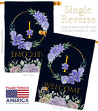 Welcome I Initial - Floral Spring Vertical Impressions Decorative Flags HG130243 Made In USA