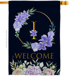 Welcome I Initial - Floral Spring Vertical Impressions Decorative Flags HG130243 Made In USA