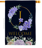 Welcome J Initial - Floral Spring Vertical Impressions Decorative Flags HG130244 Made In USA