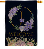 Welcome J Initial - Floral Spring Vertical Impressions Decorative Flags HG130244 Made In USA