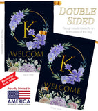 Welcome K Initial - Floral Spring Vertical Impressions Decorative Flags HG130245 Made In USA