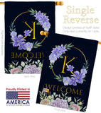 Welcome K Initial - Floral Spring Vertical Impressions Decorative Flags HG130245 Made In USA