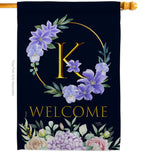 Welcome K Initial - Floral Spring Vertical Impressions Decorative Flags HG130245 Made In USA