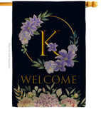 Welcome K Initial - Floral Spring Vertical Impressions Decorative Flags HG130245 Made In USA