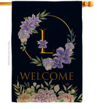 Welcome L Initial - Floral Spring Vertical Impressions Decorative Flags HG130246 Made In USA