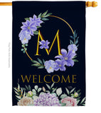 Welcome M Initial - Floral Spring Vertical Impressions Decorative Flags HG130247 Made In USA