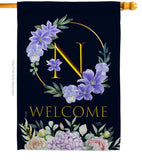 Welcome N Initial - Floral Spring Vertical Impressions Decorative Flags HG130248 Made In USA