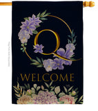 Welcome Q Initial - Floral Spring Vertical Impressions Decorative Flags HG130251 Made In USA