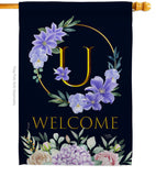 Welcome U Initial - Floral Spring Vertical Impressions Decorative Flags HG130255 Made In USA