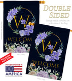 Welcome W Initial - Floral Spring Vertical Impressions Decorative Flags HG130257 Made In USA