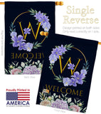 Welcome W Initial - Floral Spring Vertical Impressions Decorative Flags HG130257 Made In USA