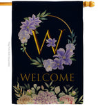 Welcome W Initial - Floral Spring Vertical Impressions Decorative Flags HG130257 Made In USA