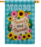 Welcome Family and Friends - Floral Spring Vertical Impressions Decorative Flags HG137033 Made In USA