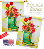 Spring Boots - Floral Spring Vertical Impressions Decorative Flags HG192649 Made In USA