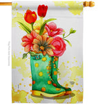 Spring Boots - Floral Spring Vertical Impressions Decorative Flags HG192649 Made In USA