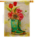 Spring Boots - Floral Spring Vertical Impressions Decorative Flags HG192649 Made In USA