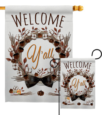 Welcome Y'all Cotton Reef - Floral Spring Vertical Impressions Decorative Flags HG104092 Made In USA