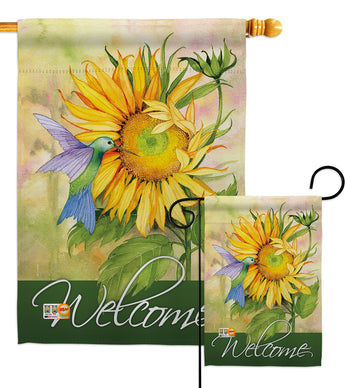 Sunflower with Hummingbird - Floral Spring Vertical Impressions Decorative Flags HG104095 Made In USA