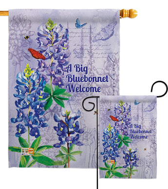 Bluebonnet Welcome - Floral Spring Vertical Impressions Decorative Flags HG104096 Made In USA