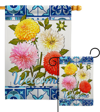 Dahlia Bouquet - Floral Spring Vertical Impressions Decorative Flags HG104107 Made In USA