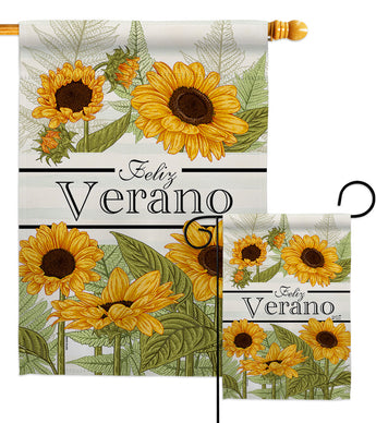 Feliz Verano - Floral Spring Vertical Impressions Decorative Flags HG104108 Made In USA