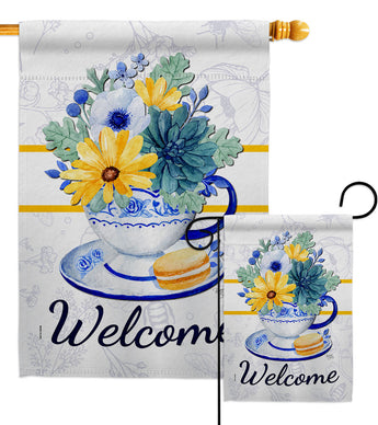 Afternoon Tea Bouquet - Floral Spring Vertical Impressions Decorative Flags HG104114 Made In USA