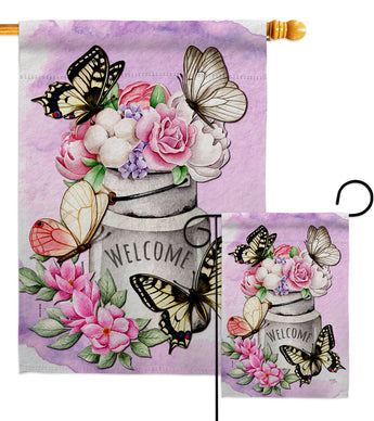 Butterflies Water Can - Floral Spring Vertical Impressions Decorative Flags HG104117 Made In USA