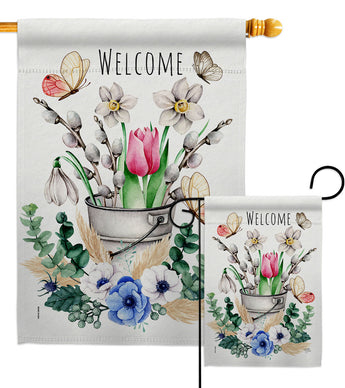 Spring Water Can - Floral Spring Vertical Impressions Decorative Flags HG104118 Made In USA