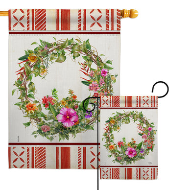 Wildflower Wreath - Floral Spring Vertical Impressions Decorative Flags HG104127 Made In USA