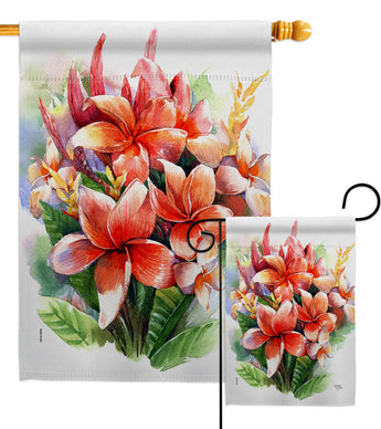 Warm Plumeria Bouquet - Floral Spring Vertical Impressions Decorative Flags HG104128 Made In USA