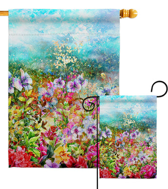 Blossom Garden - Floral Spring Vertical Impressions Decorative Flags HG104132 Made In USA