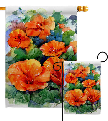 Red Hibiscus - Floral Spring Vertical Impressions Decorative Flags HG104140 Made In USA
