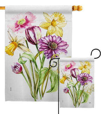 Spring Flower Bouquet - Floral Garden Friends Vertical Impressions Decorative Flags HG104152 Made In USA