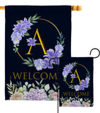 Welcome A Initial - Floral Spring Vertical Impressions Decorative Flags HG130235 Made In USA