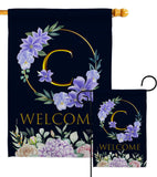 Welcome C Initial - Floral Spring Vertical Impressions Decorative Flags HG130237 Made In USA