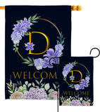 Welcome D Initial - Floral Spring Vertical Impressions Decorative Flags HG130238 Made In USA