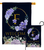 Welcome F Initial - Floral Spring Vertical Impressions Decorative Flags HG130240 Made In USA