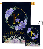 Welcome K Initial - Floral Spring Vertical Impressions Decorative Flags HG130245 Made In USA