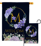 Welcome M Initial - Floral Spring Vertical Impressions Decorative Flags HG130247 Made In USA