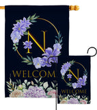 Welcome N Initial - Floral Spring Vertical Impressions Decorative Flags HG130248 Made In USA