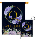 Welcome Q Initial - Floral Spring Vertical Impressions Decorative Flags HG130251 Made In USA